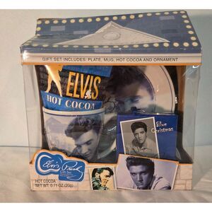 Elvis Presley Gift Set Mug Plate Ornament Blue Christmas Boxed